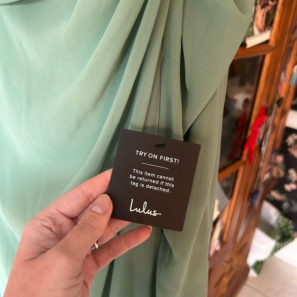 Lulu's Loving Twist Sage Green One-Shoulder Maxi Dress - Picture 7 of 7